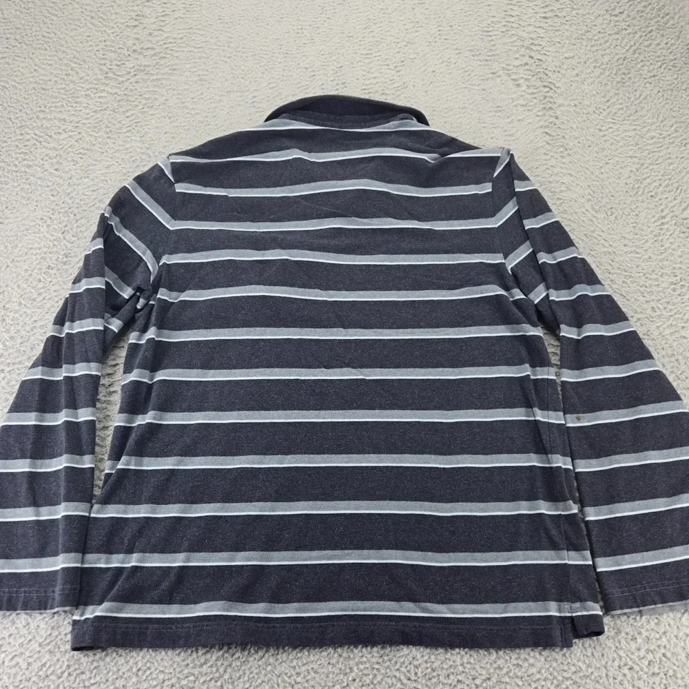 Banana Republic Shirt Mens Large Blue Striped Long Sleeve Polo Pocket Stretch